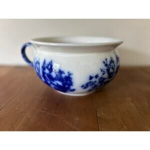 Antique Flow Blue English Pottery Chamber Pot
